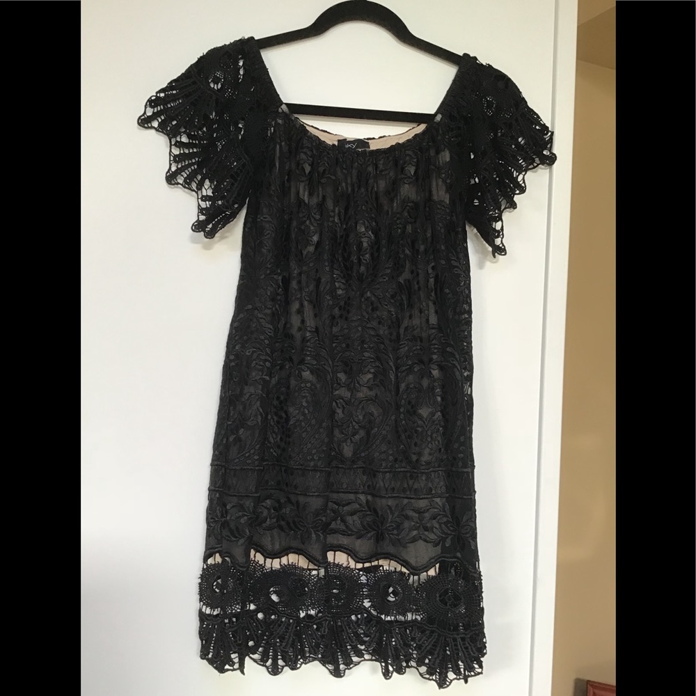 Sky black lace stretch dress
